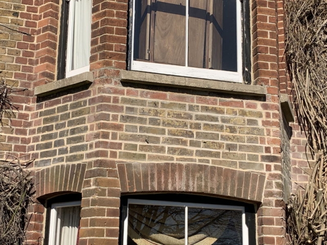 This property in Faversham had the bay windows reinforced and cracks repaired and they were repointing with lime mortar.
