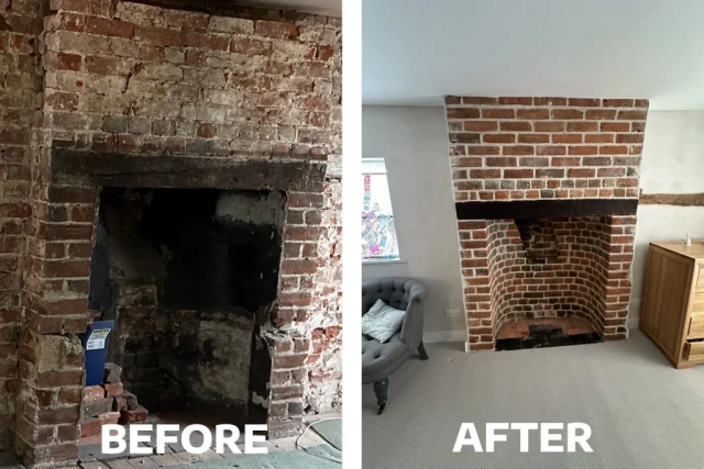 chimney breast and fireplace